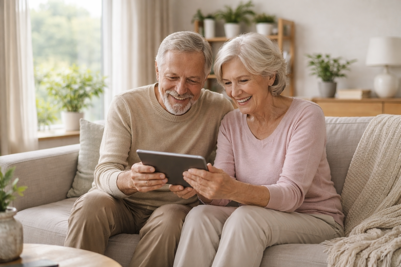 Älteres Paar genießt gemeinsam ein Tablet.png__PID:f3075730-6c63-4f86-9953-d428d6d7c123